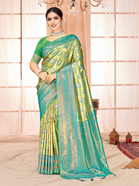 Green Silk Woven Work Traditional Saree