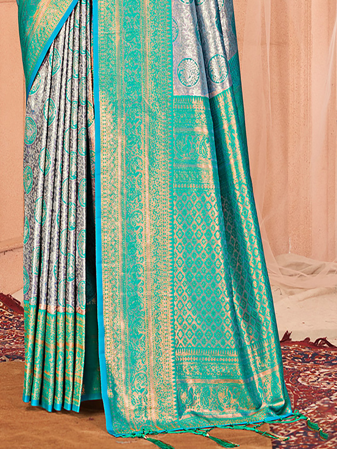 Sea Green Silk Woven Work Traditional Saree