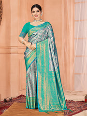 Sea Green Silk Woven Work Traditional Saree