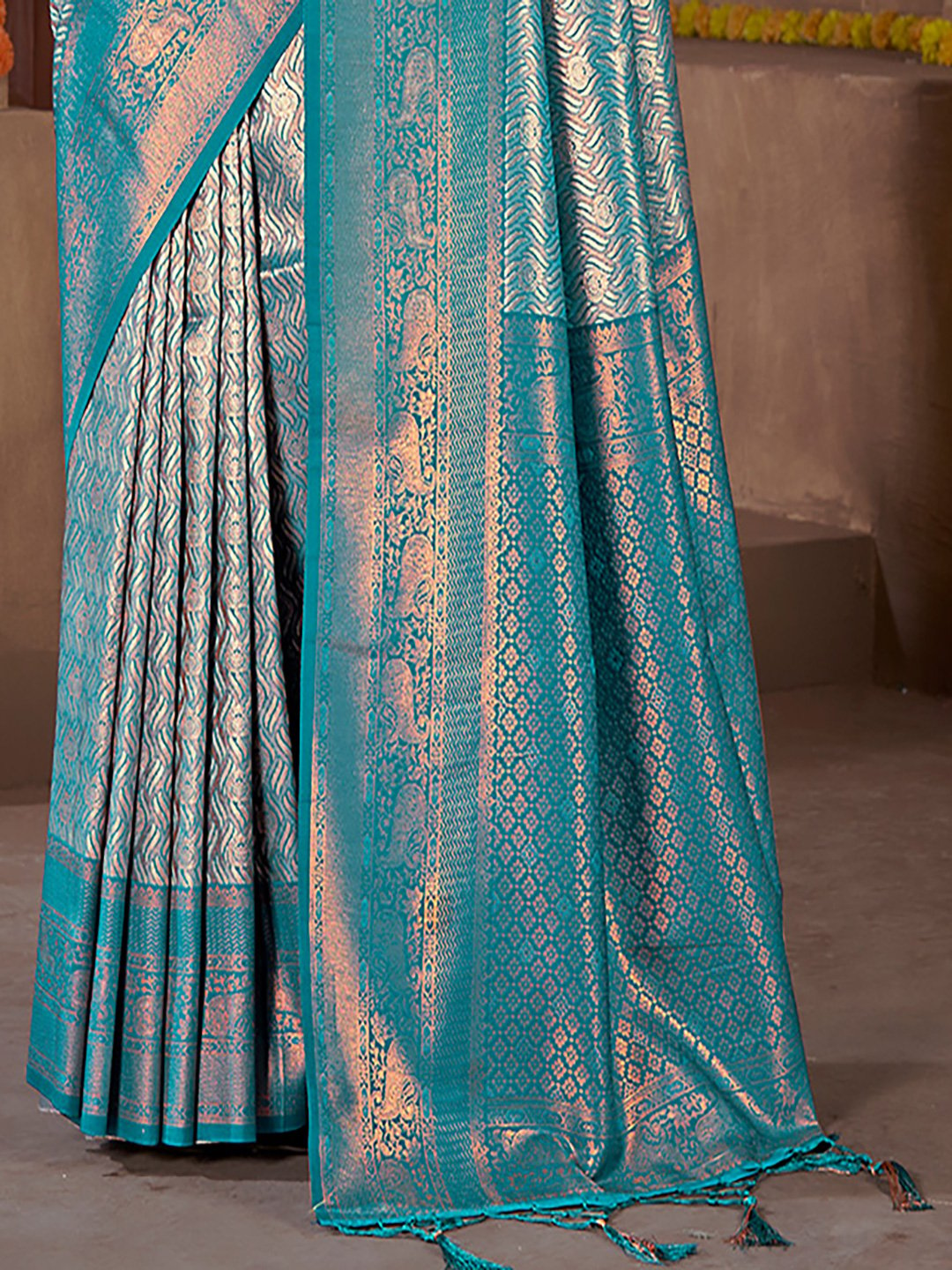 Blue Silk Woven Work Traditional Saree