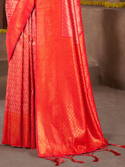 Red Silk Woven Work Traditional Saree