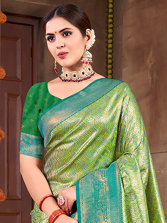 Green Silk Woven Work Traditional Saree