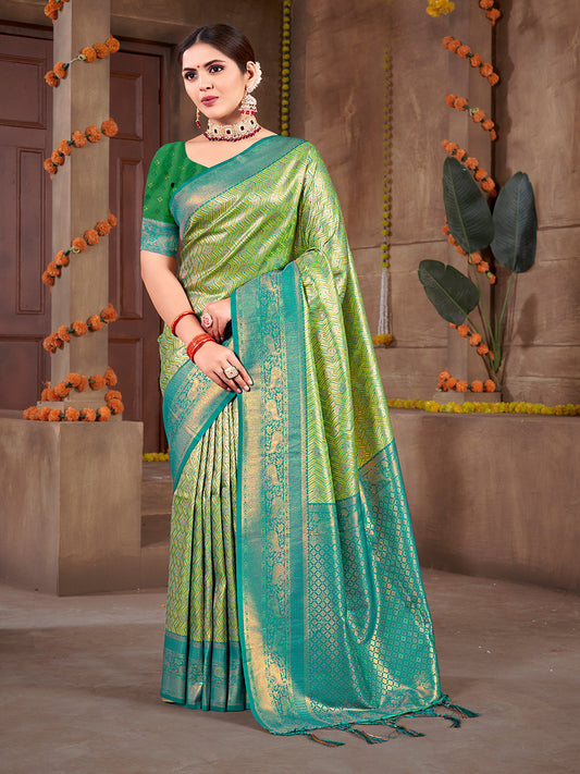 Green Silk Woven Work Traditional Saree