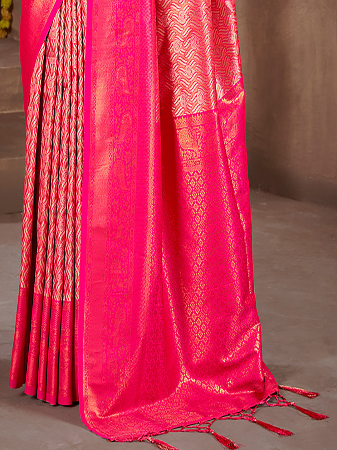 Pink Silk Woven Work Traditional Saree