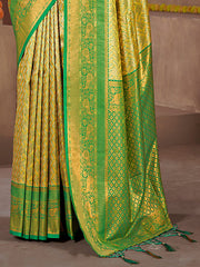 Yellow Silk Woven Work Traditional Saree