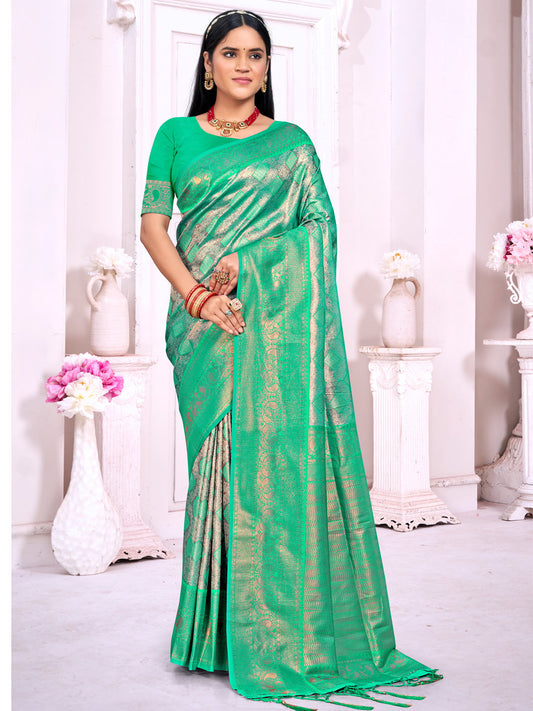 Sea Green Silk Woven Work Traditional Saree