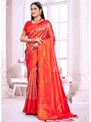 Red Silk Woven Work Traditional Saree