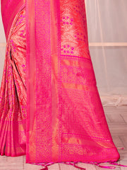 Pink Silk Woven Work Traditional Saree