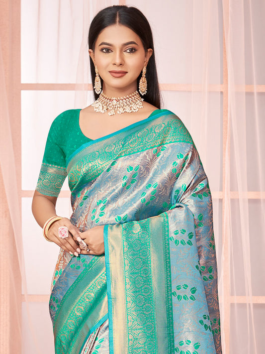 Sea Green Silk Woven Work Traditional Saree