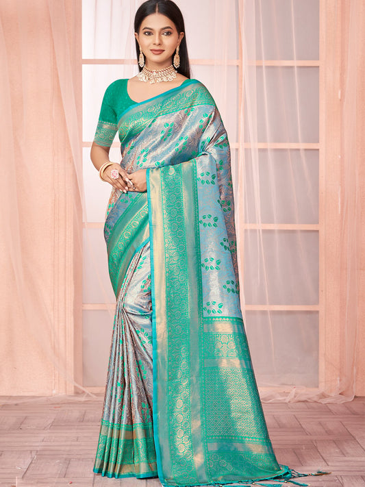 Sea Green Silk Woven Work Traditional Saree