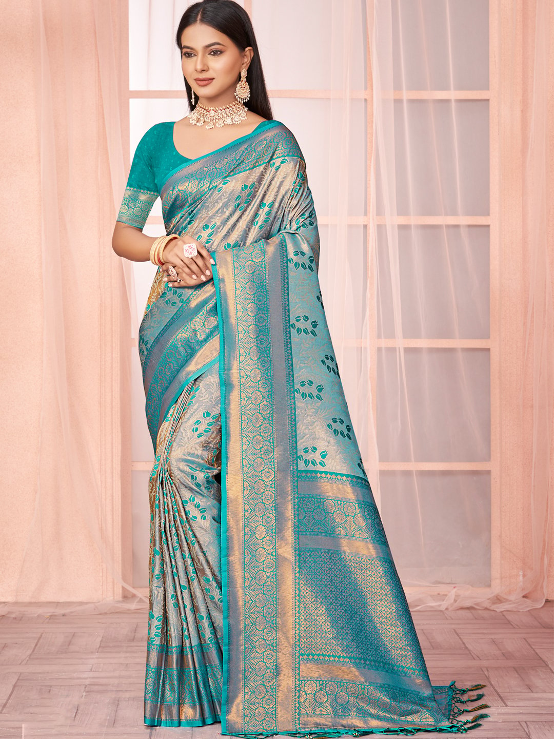 Blue Silk Woven Work Traditional Saree