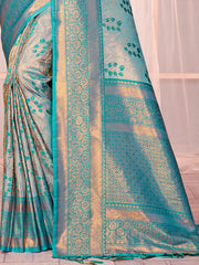 Blue Silk Woven Work Traditional Saree