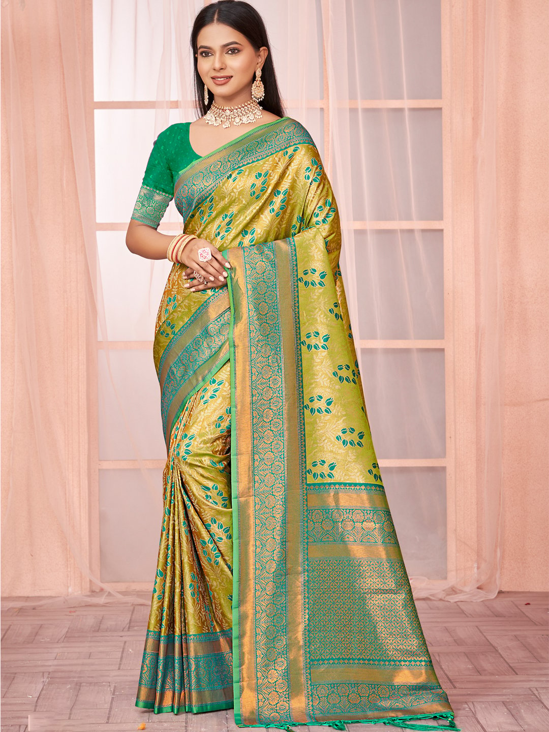 Green Silk Woven Work Traditional Saree