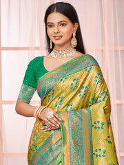 Green Silk Woven Work Traditional Saree