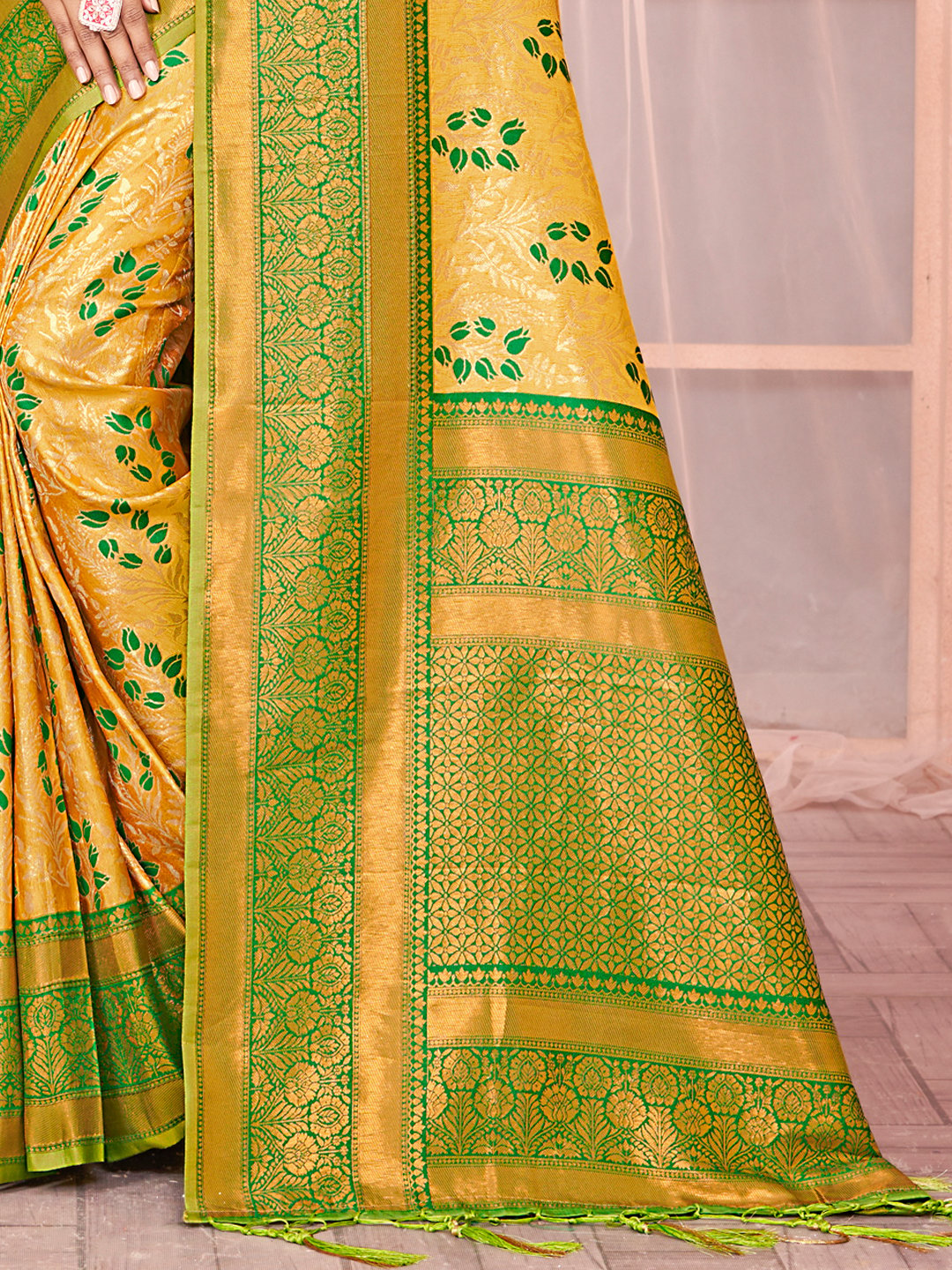 Yellow Silk Woven Work Traditional Saree