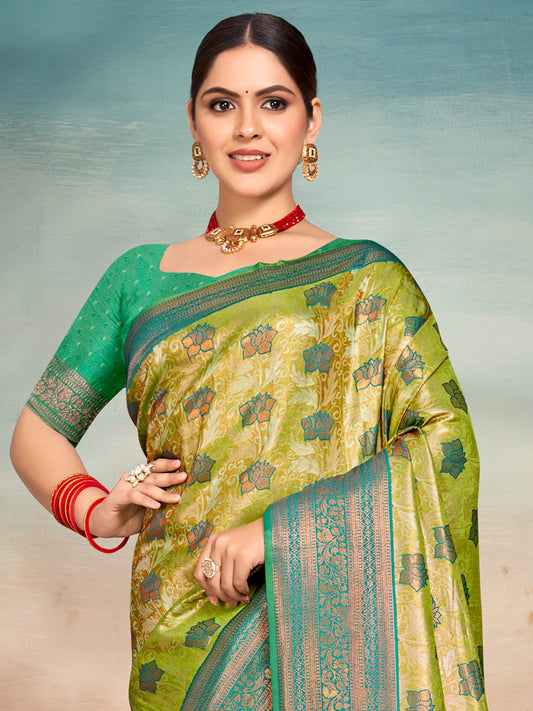 Green Silk Woven Work Traditional Saree