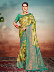 Green Silk Woven Work Traditional Saree