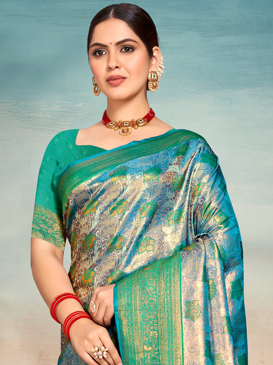 Sea Green Silk Woven Work Traditional Saree