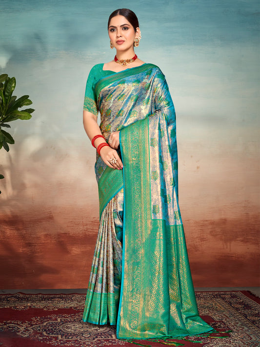 Sea Green Silk Woven Work Traditional Saree