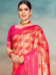 Pink Silk Woven Work Traditional Saree