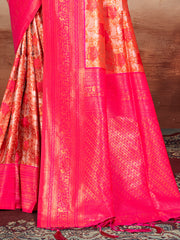 Pink Silk Woven Work Traditional Saree