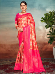 Pink Silk Woven Work Traditional Saree