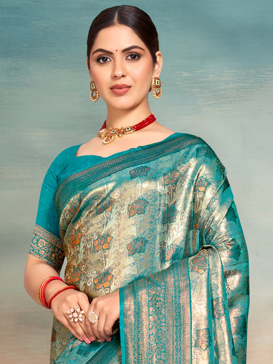 Blue Silk Woven Work Traditional Saree