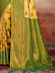 Yellow Silk Woven Work Traditional Saree