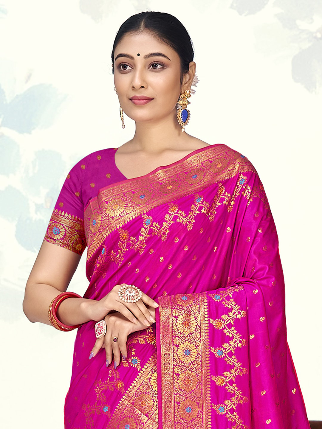 Pink Silk Woven Work Traditional Saree