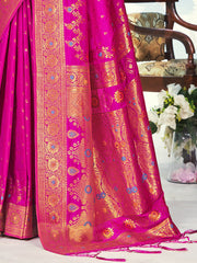 Pink Silk Woven Work Traditional Saree