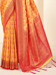 Mustard Paithani Silk Woven Zari Work Traditional Tassels Saree