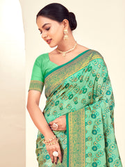 Green Paithani Silk Woven Zari Work Traditional Tassels Saree