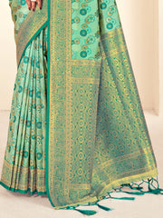 Green Paithani Silk Woven Zari Work Traditional Tassels Saree