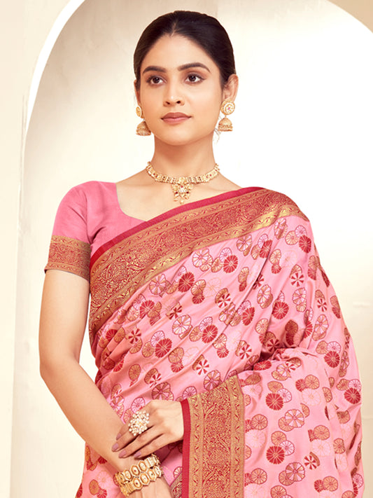 Pink Paithani Silk Woven Zari Work Traditional Tassels Saree