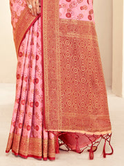 Pink Paithani Silk Woven Zari Work Traditional Tassels Saree