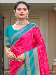 Pink Silk Woven Work Traditional Saree