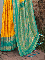 Yellow Silk Woven Work Traditional Saree