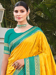 Yellow Silk Woven Work Traditional Saree