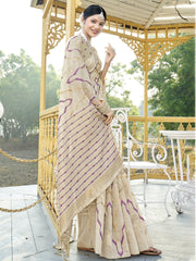 Purple Cotton Woven Work Party Wear Saree