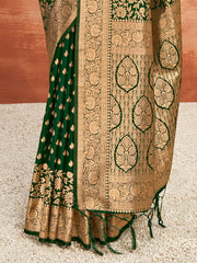 Green Silk Woven Work Traditional Tassels Saree