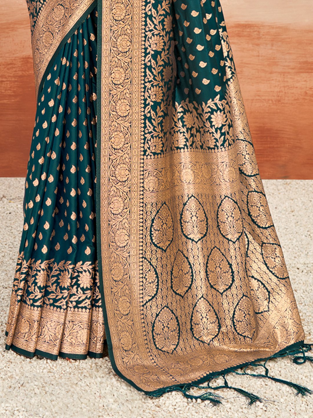 Green Silk Woven Work Traditional Tassels Saree