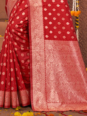 red-silk-woven-work-traditional-tassels-saree-3