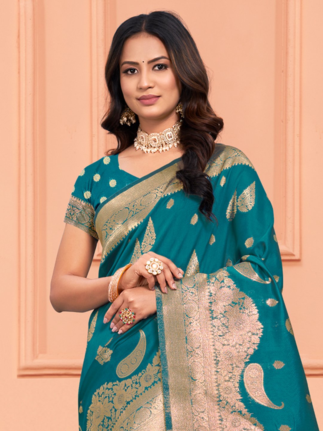 Sea Green Silk Woven Work Traditional Tassels Saree