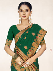 Green Silk Woven Work Traditional Saree