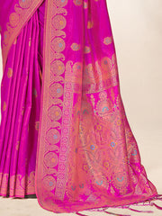 Pink Silk Woven Work Traditional Saree