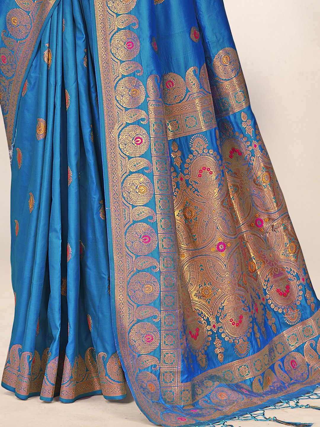 Blue Silk Woven Work Traditional Saree