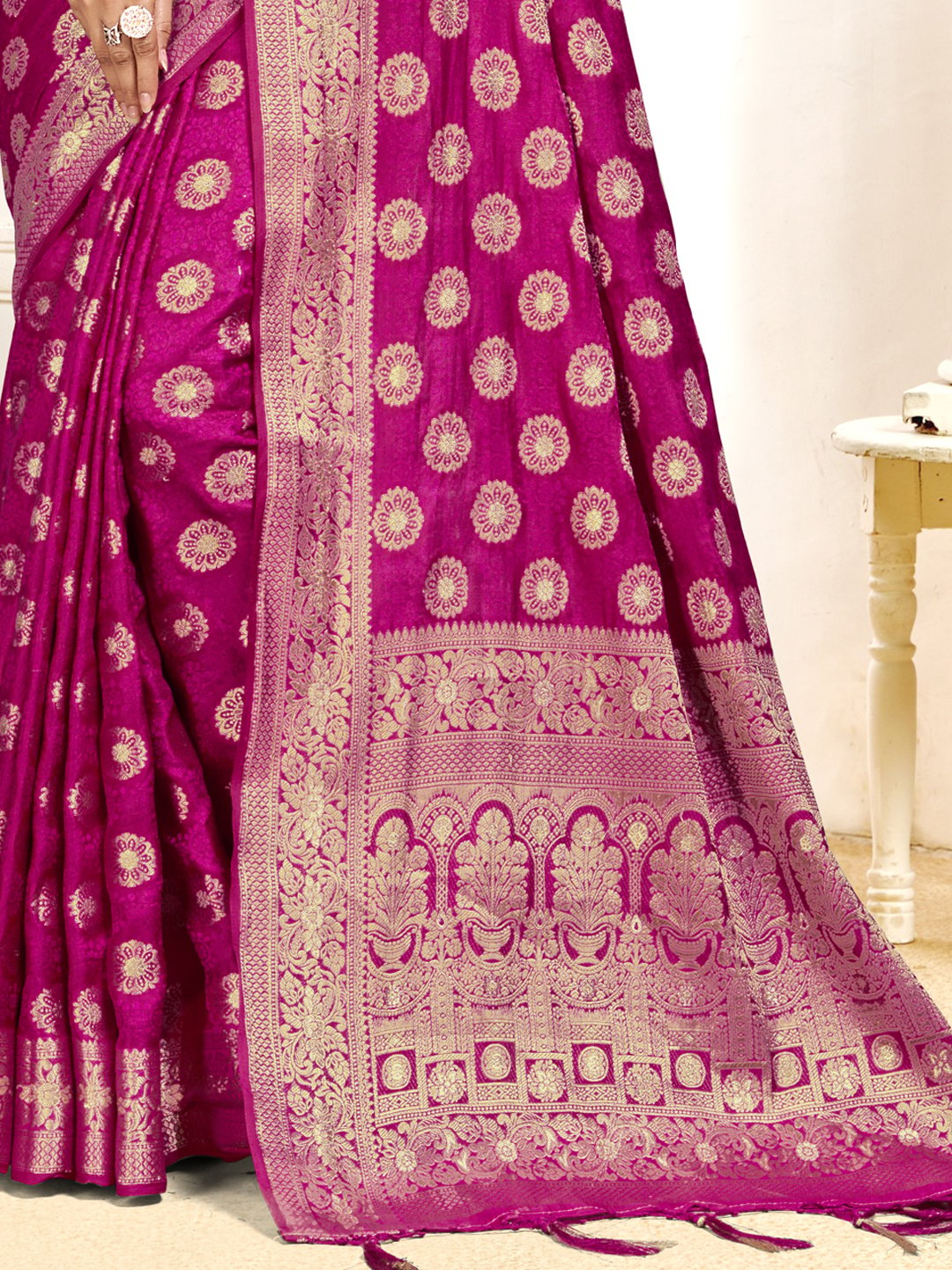 Pink Silk Woven Work Traditional Saree