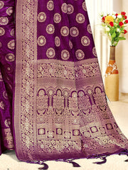 Purple Silk Woven Work Traditional Saree