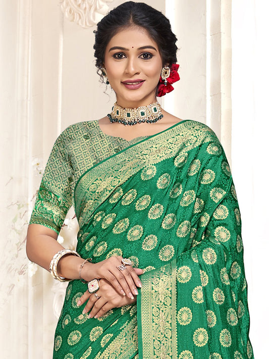 Green Silk Woven Work Traditional Saree