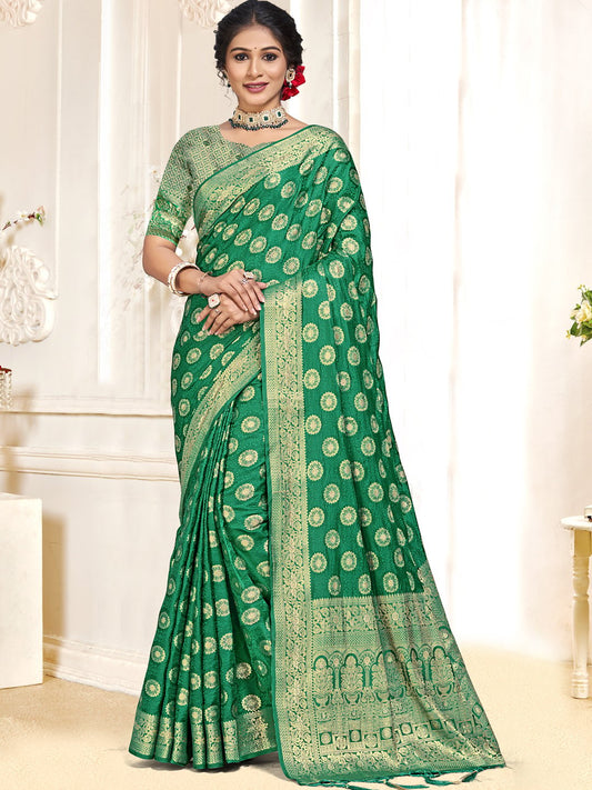 Green Silk Woven Work Traditional Saree